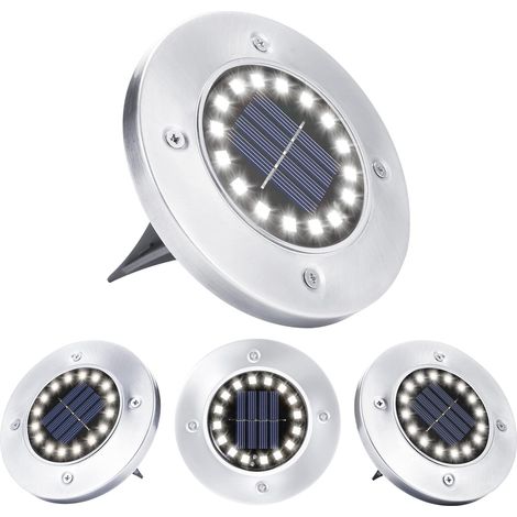 Set Mit 4 Einbau-solar-led-flutlichtern, Kaltweiß 6000k - Ip65 Wasserdicht Für Außenbereiche (wege, Hof, Terrasse)