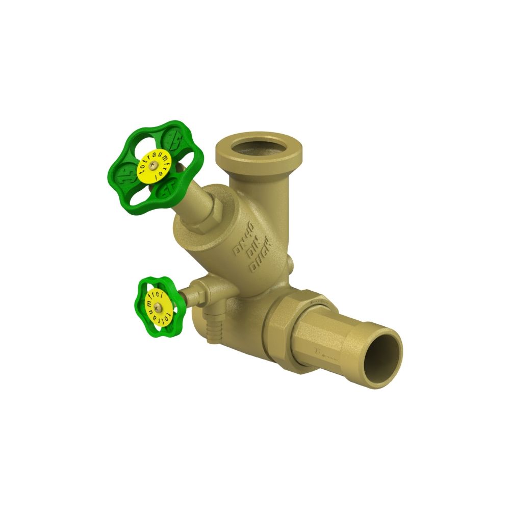 Schlösser Abzweig-t-ventil, Freistromventil Mit Nichtsteigender Spindel, Dn 40, Eingang 1 1/2", Oberer Ausgang 2 1/4