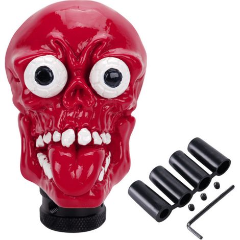 Individualisierungszubehör: Schaltknauf In Totenkopfform, Personalisierter Schaltknauf, Rote Interieurleisten