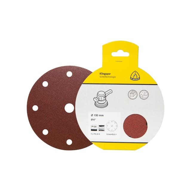 SCHLEIFPAPIERSCHEIBE 125 mm P80 8 Löcher KLETT 5 Stk.