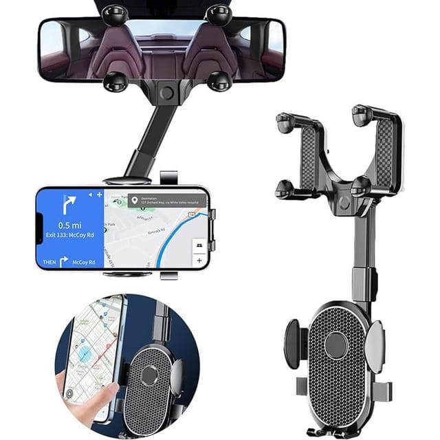 2023 Version Auto-Rückspiegel-Handyhalterung, Auto-Handyhalterung, 360°flexible drehbare multifunktionale einziehbare Auto-Handyhalterung - Ahlsen