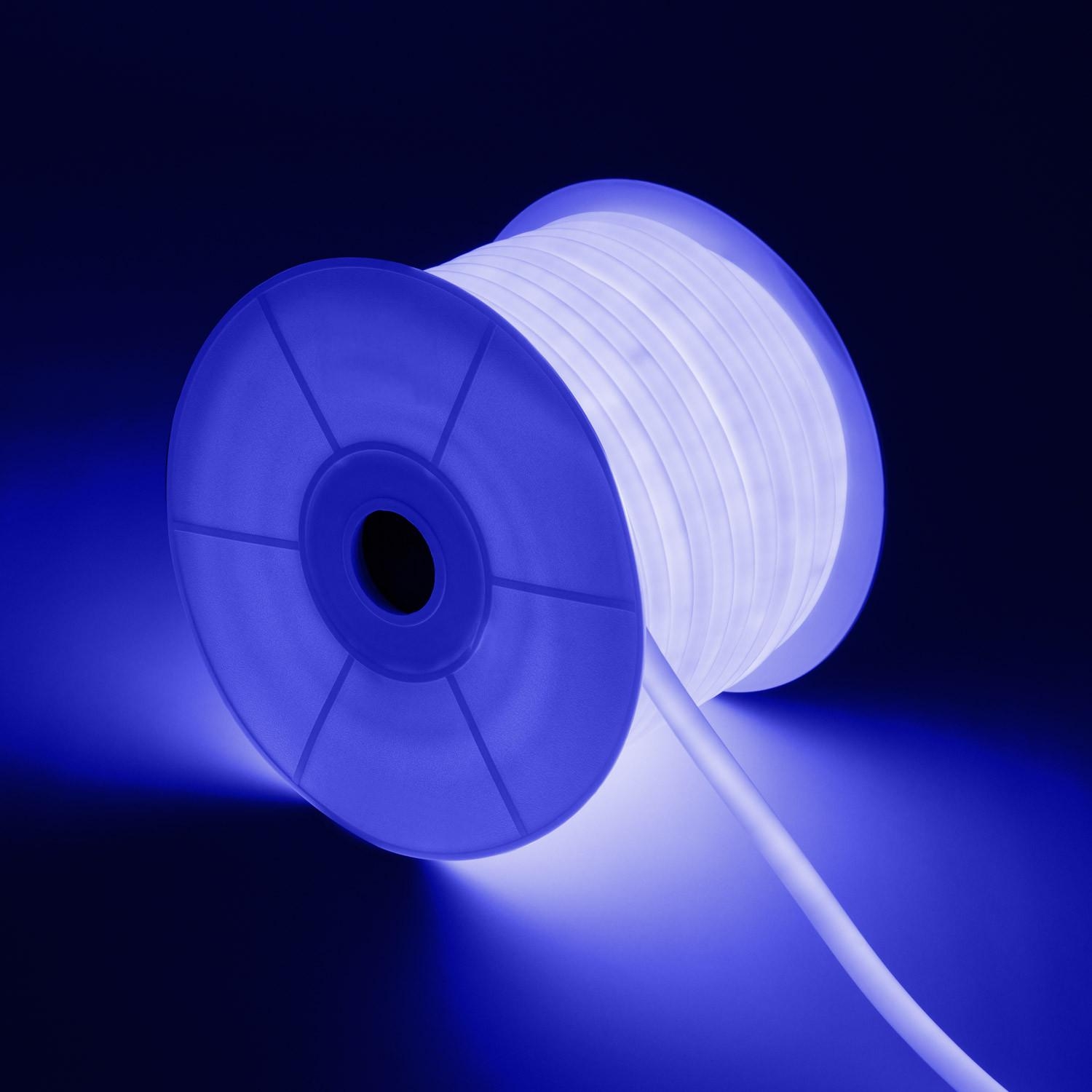 Led Streifenrolle Neon Dimmbar 220v 50m Rund 360 9w/m Schnitt 100cm Ip67 Blau