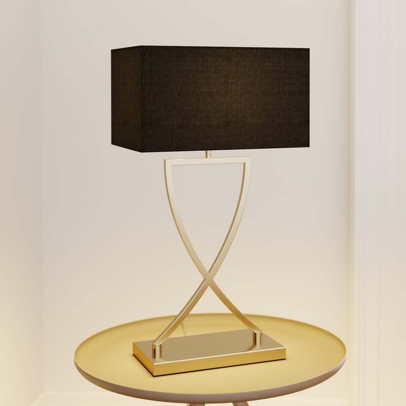 [neuwertig] B-ware Lucande Tischleuchte Evaine Hängelampe Lampe E27 Messing Schwarz 66cm 35cm