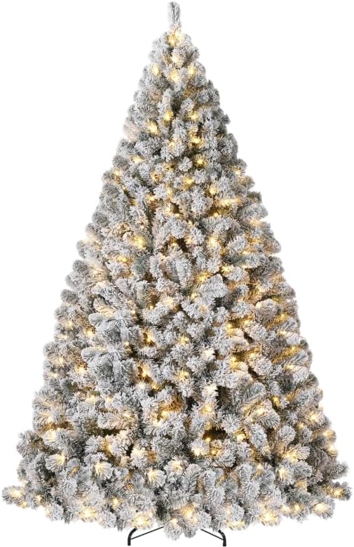 Künstlicher Weihnachtsbaum 180 Cm Vorbeleuchtet, 250 Leds Warmweiß, Schnee-effekt, Pe/pvc Nadeln, Klappsystem & Metallständer