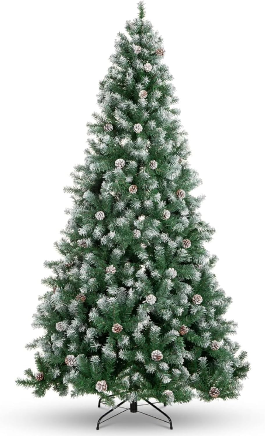 Schneebedeckter Weihnachtsbaum 180 Cm Mit Led-beleuchtung, Warmweiße Lichter, Inkl. Tannenzapfen, Klappsystem Für Einfache Montage