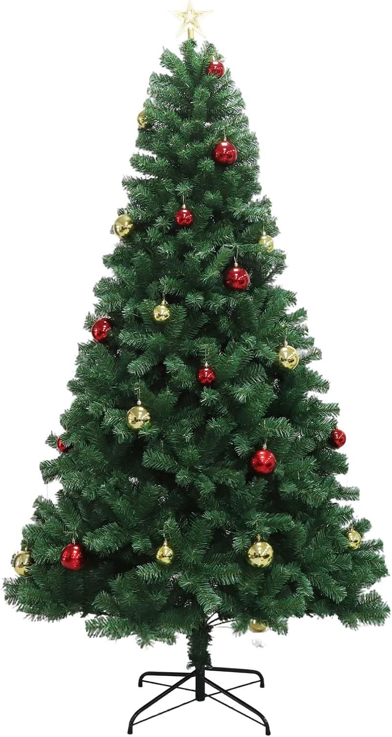Künstlicher Weihnachtsbaum 210 Cm (7ft) Mit Fernbedienung, Led-beleuchtung, Metallständer, Premium Pvc Klappsystem, Schwer Entflammbar