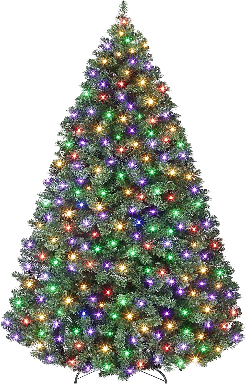 Künstlicher Weihnachtsbaum 140 Cm Mit 150 Leds, Pvc-tannenbaum Mit 380 Spitzen, Ø 92 Cm, Metallständer & Klappsystem, Grün