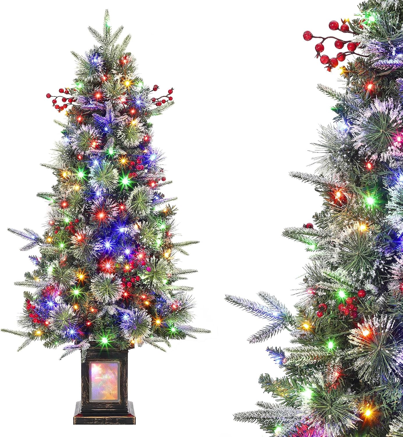 Weihnachtsbaum 120 Cm Mit 150 Leds, 9 Lichtmodi (warmweiß & Rgb), Inkl. Basis, Klappsystem Für Schnellaufbau, Künstlicher Christbaum