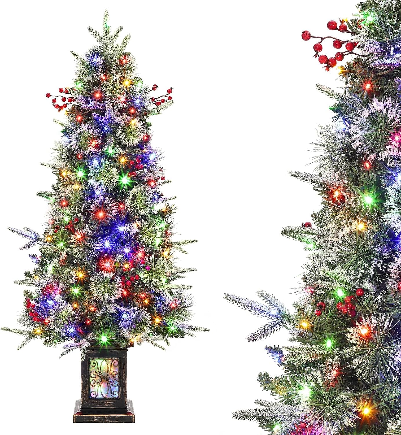 Künstlicher Weihnachtsbaum 120 Cm Mit 150 Leds (warmweiß & Bunt), 9 Modi, 6-stunden-timer, Dichte Pvc-zweige, Christbaum Für Innen