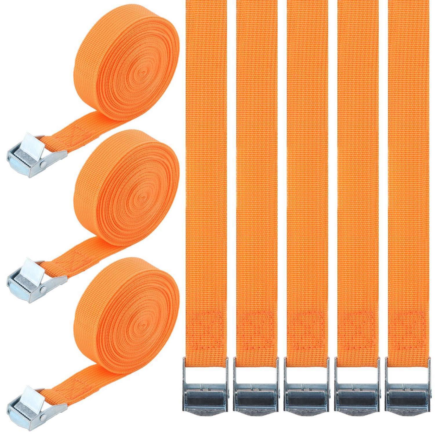 10x Spanngurte 5m, 25mm Zurrgurte Mit Klemmenschloss, Bis 600 Lbs, Orange