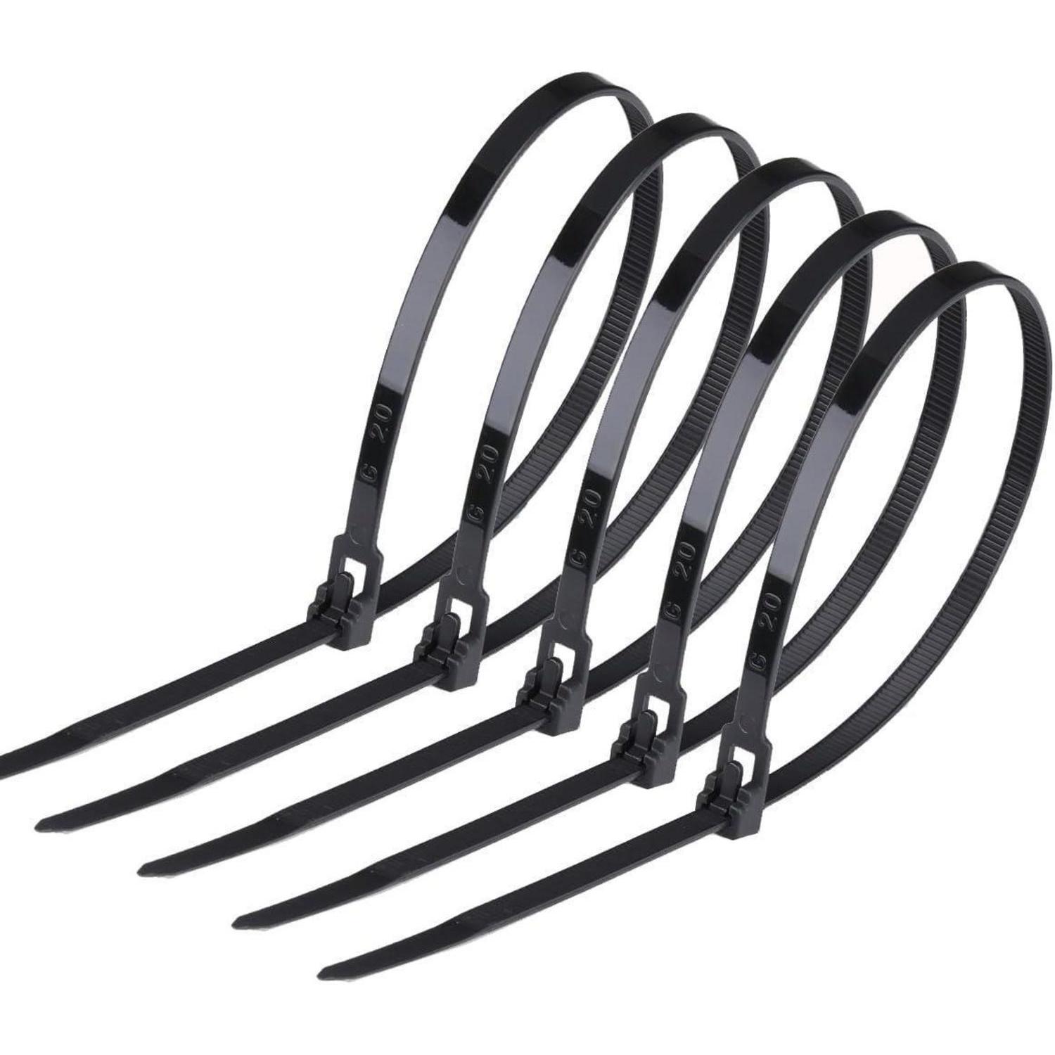 Kabelbinder Wiederverschließbar 200mm X 4,8mm Uv-beständig Schwarz 100 Stück