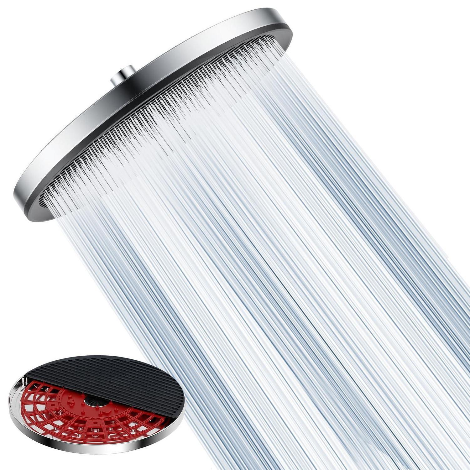 11 Zoll Regenduschkopf Mit Selbstreinigungsfunktion, Drehbar, Chrom/schwarz