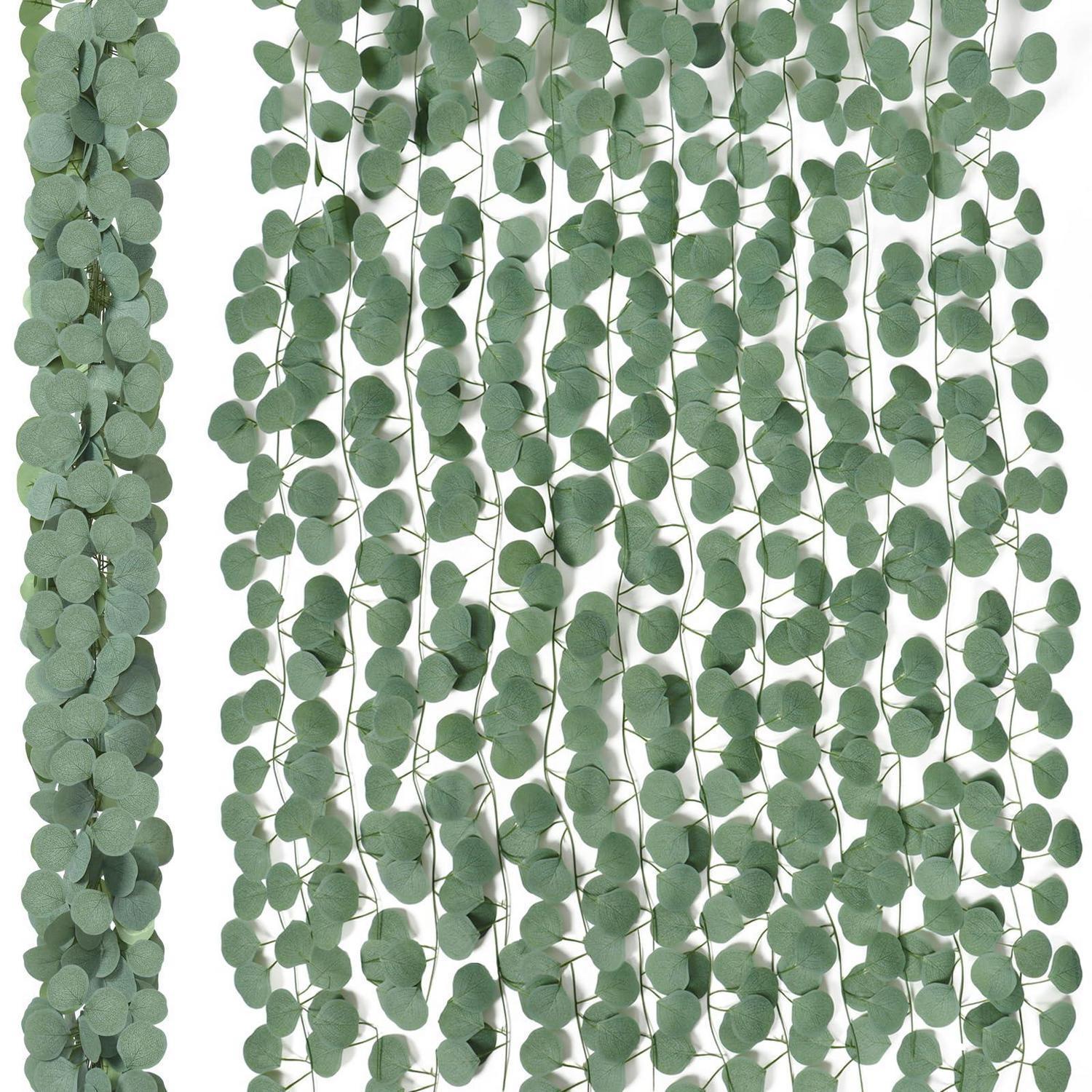 12x Künstliche Eukalyptus Girlande 200cm, Uv-beständig, Wiederverwendbar
