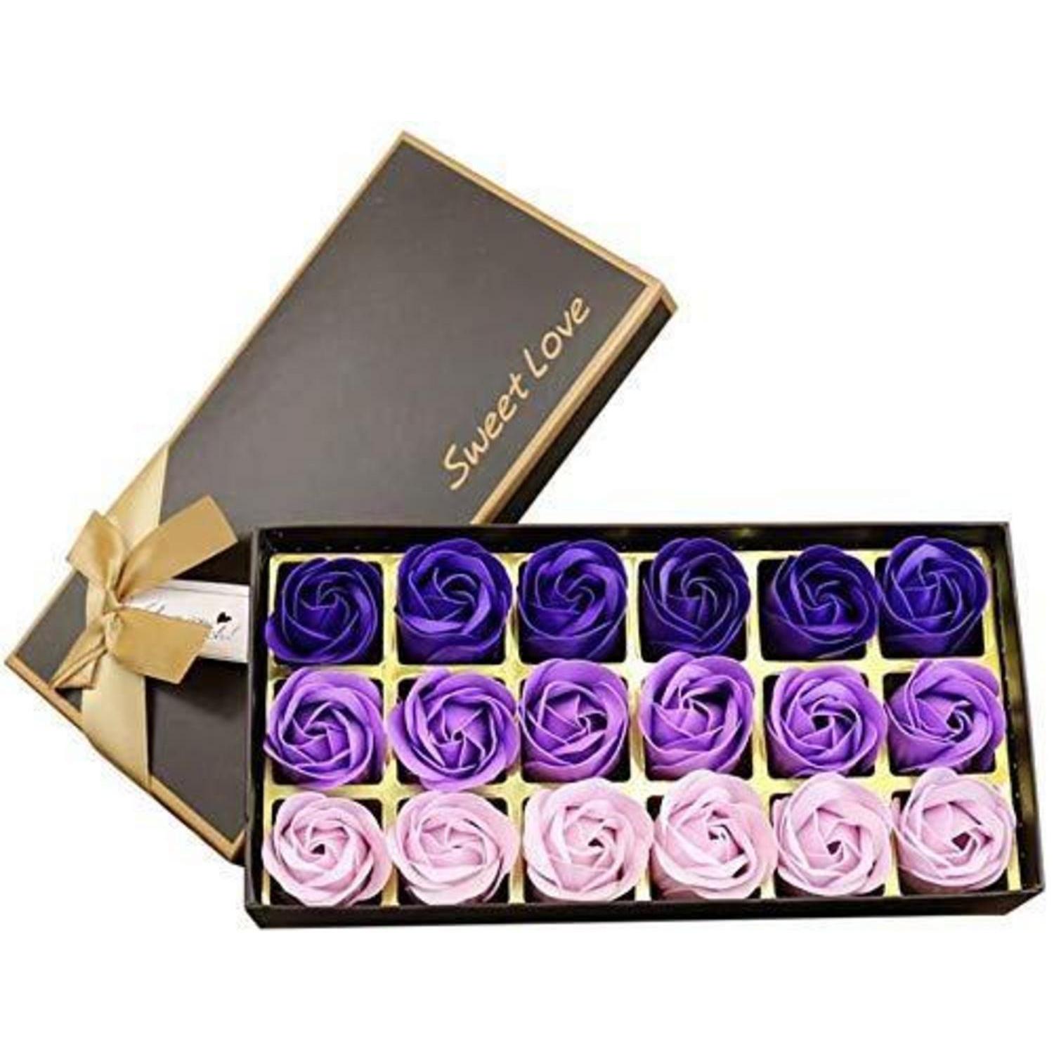 18 Rosen-badeseife Blumen Im Geschenkset, Duftend, Lila Farbverlauf