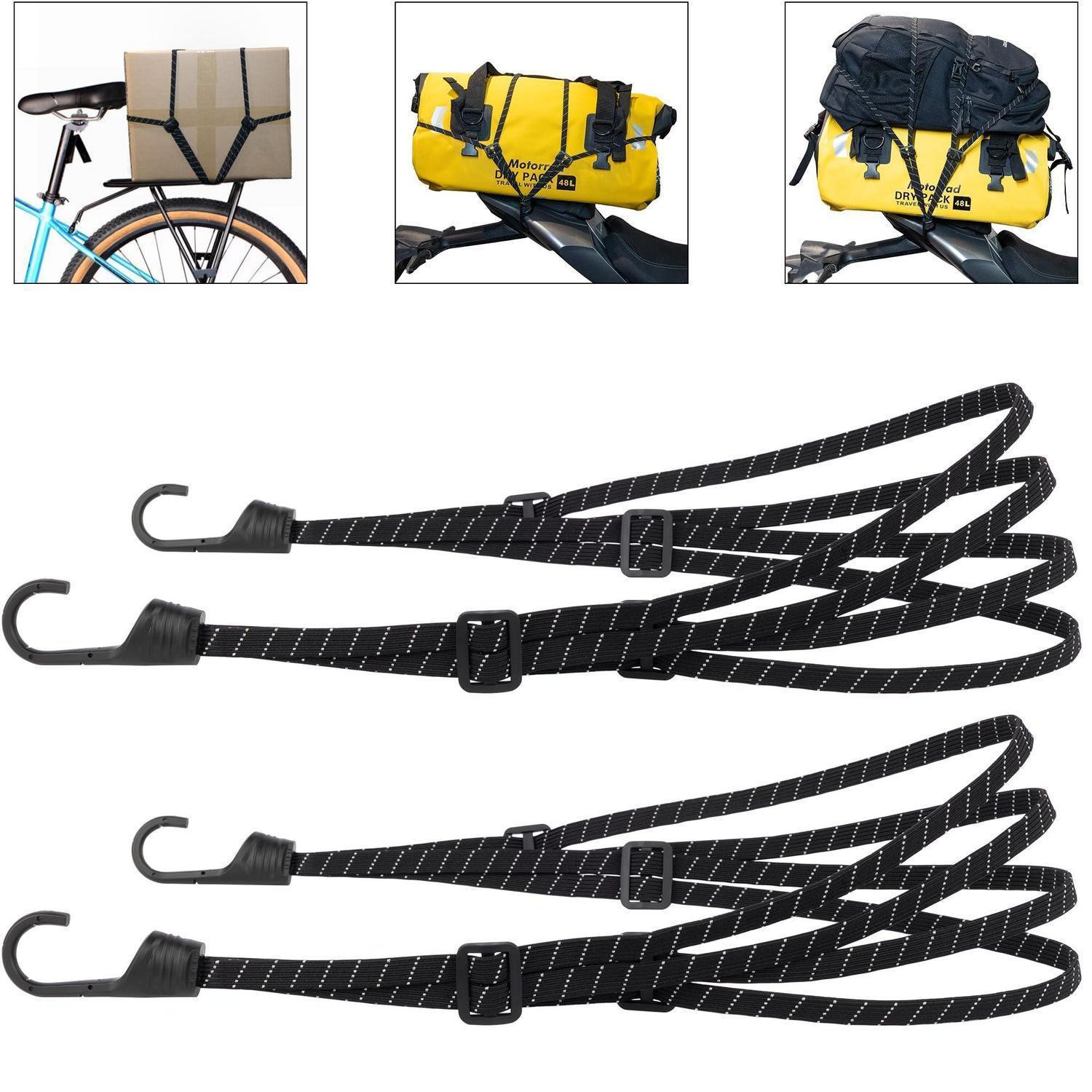 2x Gepäckspanner Mit Haken, 90cm, 4-armig, Elastisch, Für Motorrad & Fahrrad
