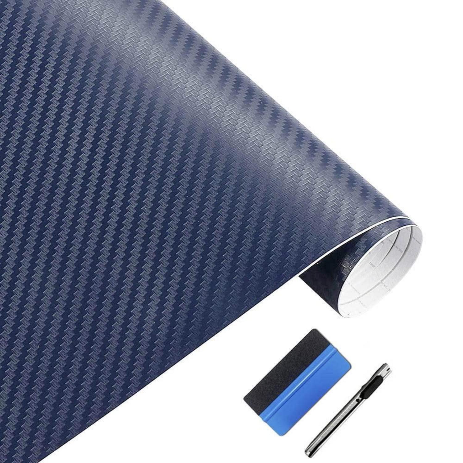 3d Carbonfolie Blau 50x152cm Mit Werkzeug, Blasenfrei, Repositionierbar