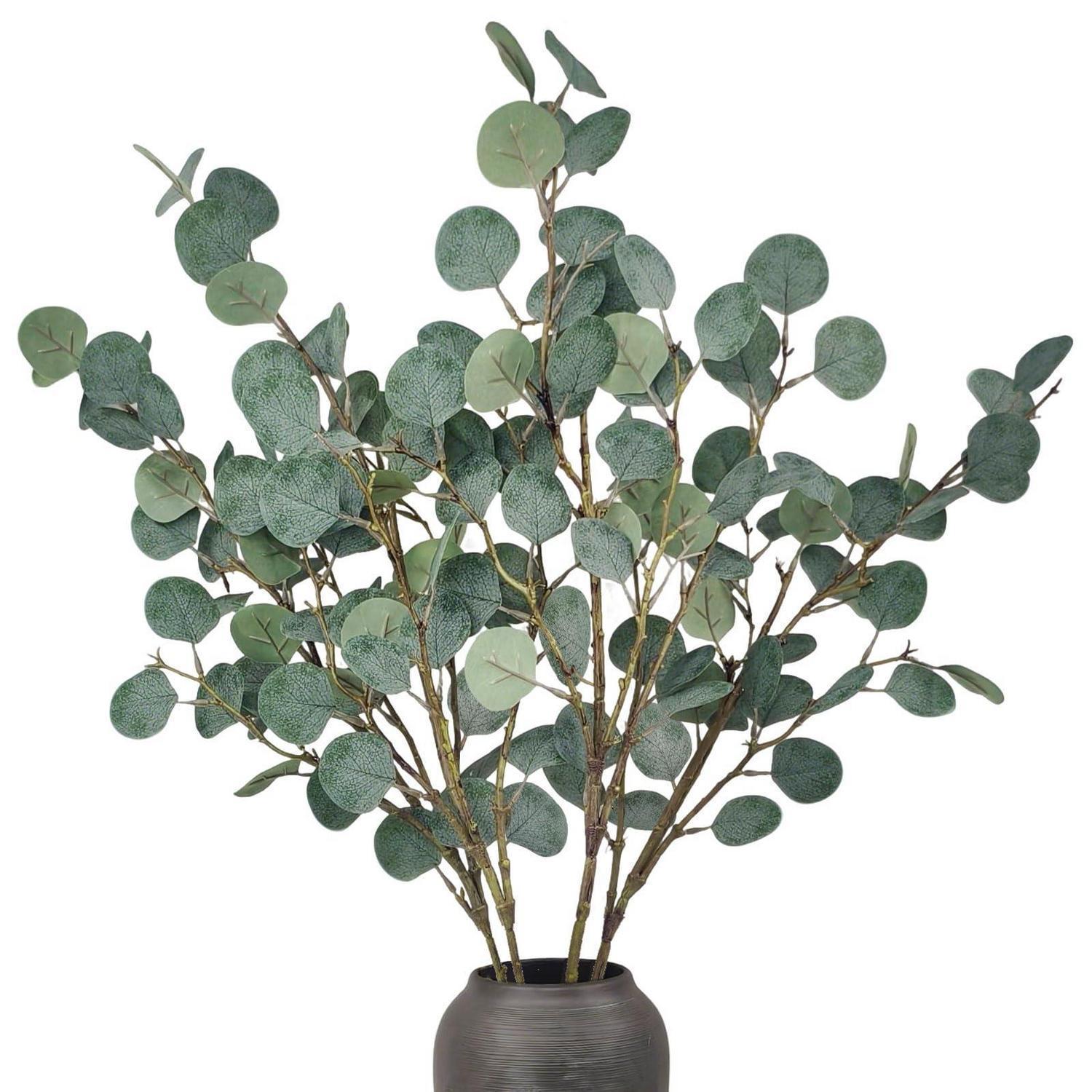 4x Künstliche Eukalyptus Zweige 90cm Salbeigrün Für Bodenvase & Tischdeko