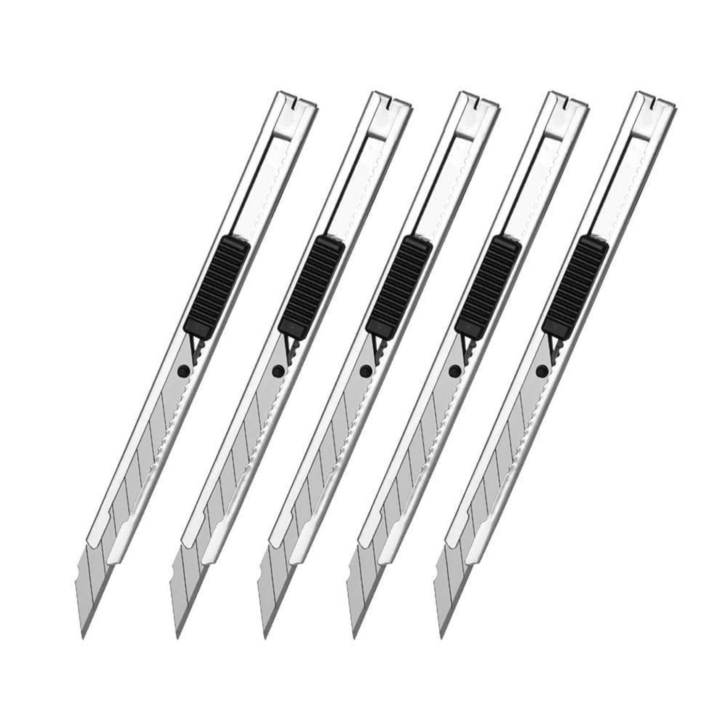 5er Set Cuttermesser 9mm Abbrechklingen Sk5 Stahl 30/60 Grad Für Folie Tapete Karton