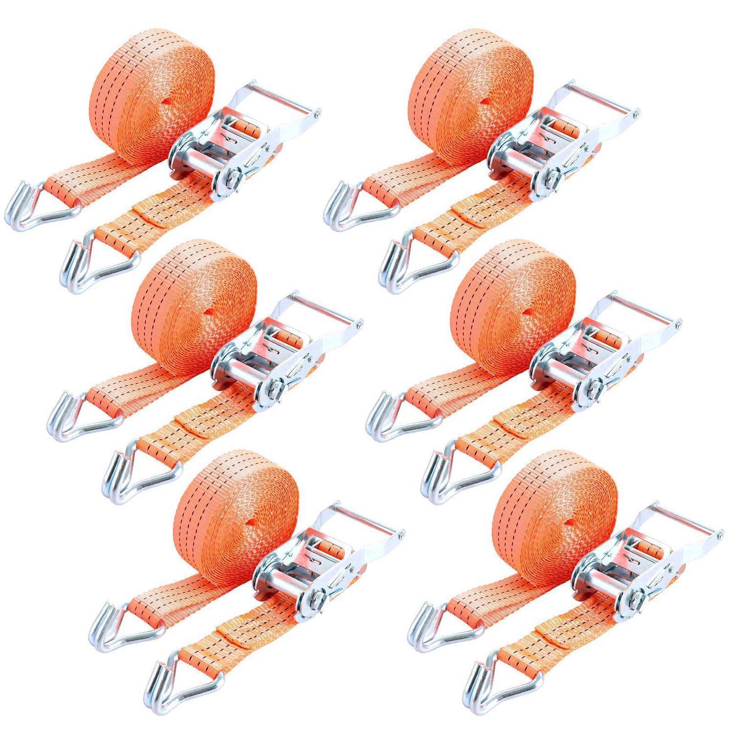 6x Spanngurte Mit Ratsche 3,5cm X 6m, 2000kg Bruchlast, Orange