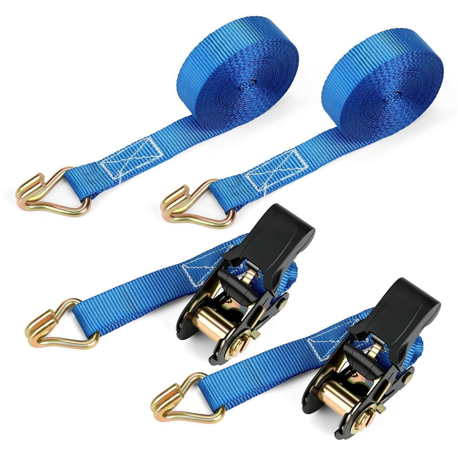 6m Spanngurte Mit Ratsche, 25mm, Doppel-j-haken, Tüv/gs, 800kg, Blau (2 Stück)