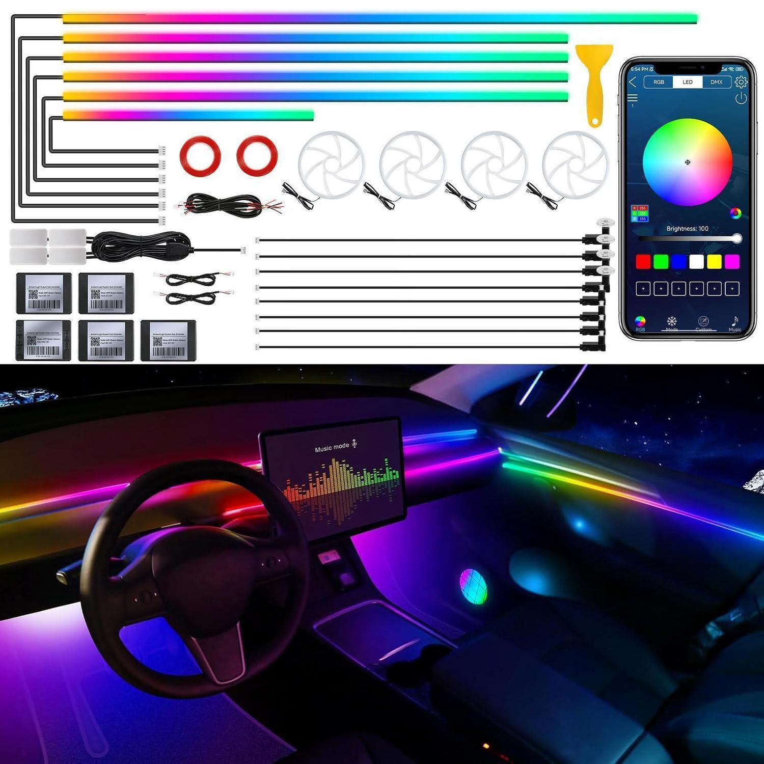 Auto Led Ambient Licht Mit App-steuerung, Rgb Dreamcolor Musik Sync