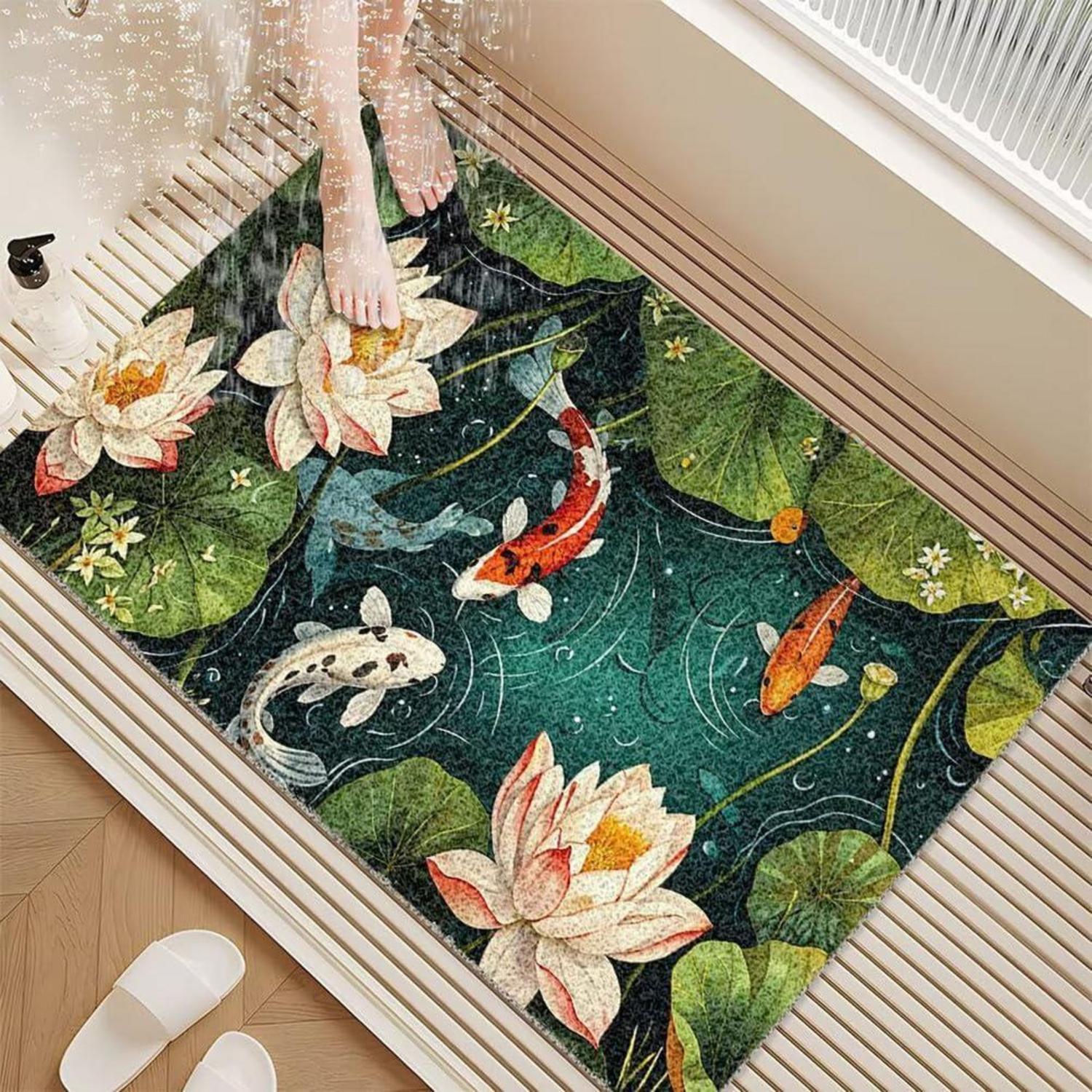 Antirutschmatte Dusche 70x70 Cm, Weich, Pvc, Mit Lotus-muster, Schnelltrocknend