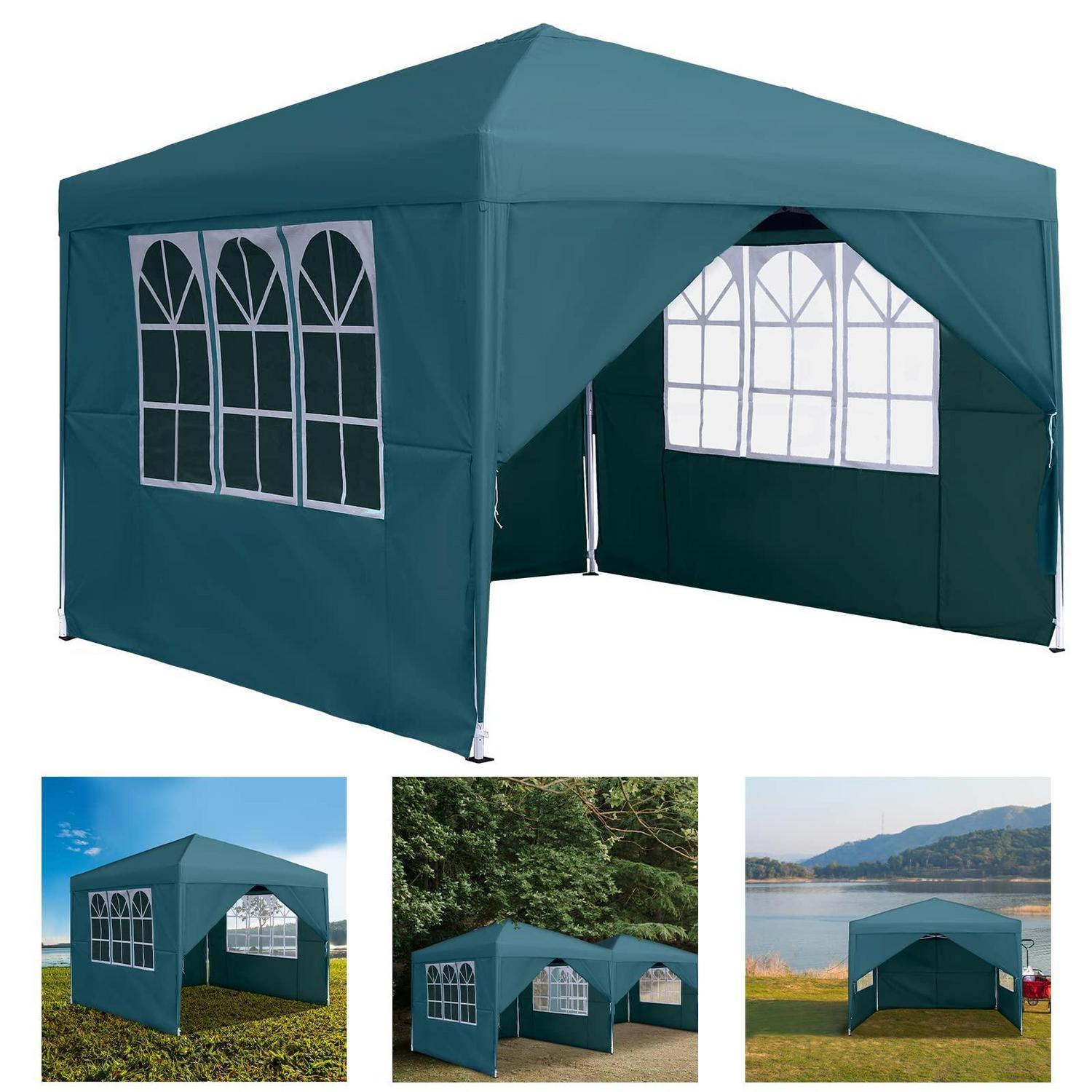 Gartenpavillon 3x3m Wasserdicht Mit 4 Fenstern Und Uv-schutz, Faltbar