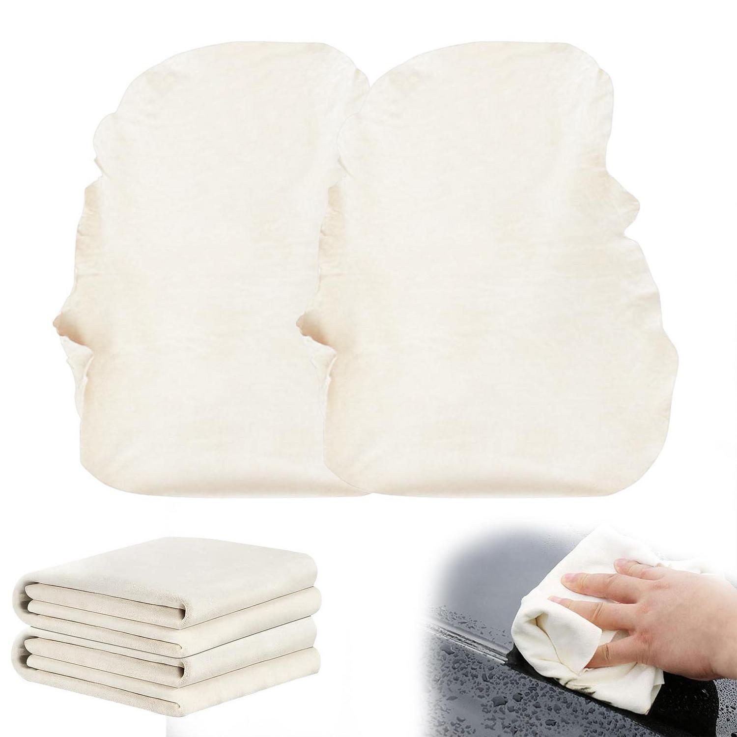 2er Set Auto Ledertücher 30x40cm Hirschleder, Super Saugfähig, Streifenfrei