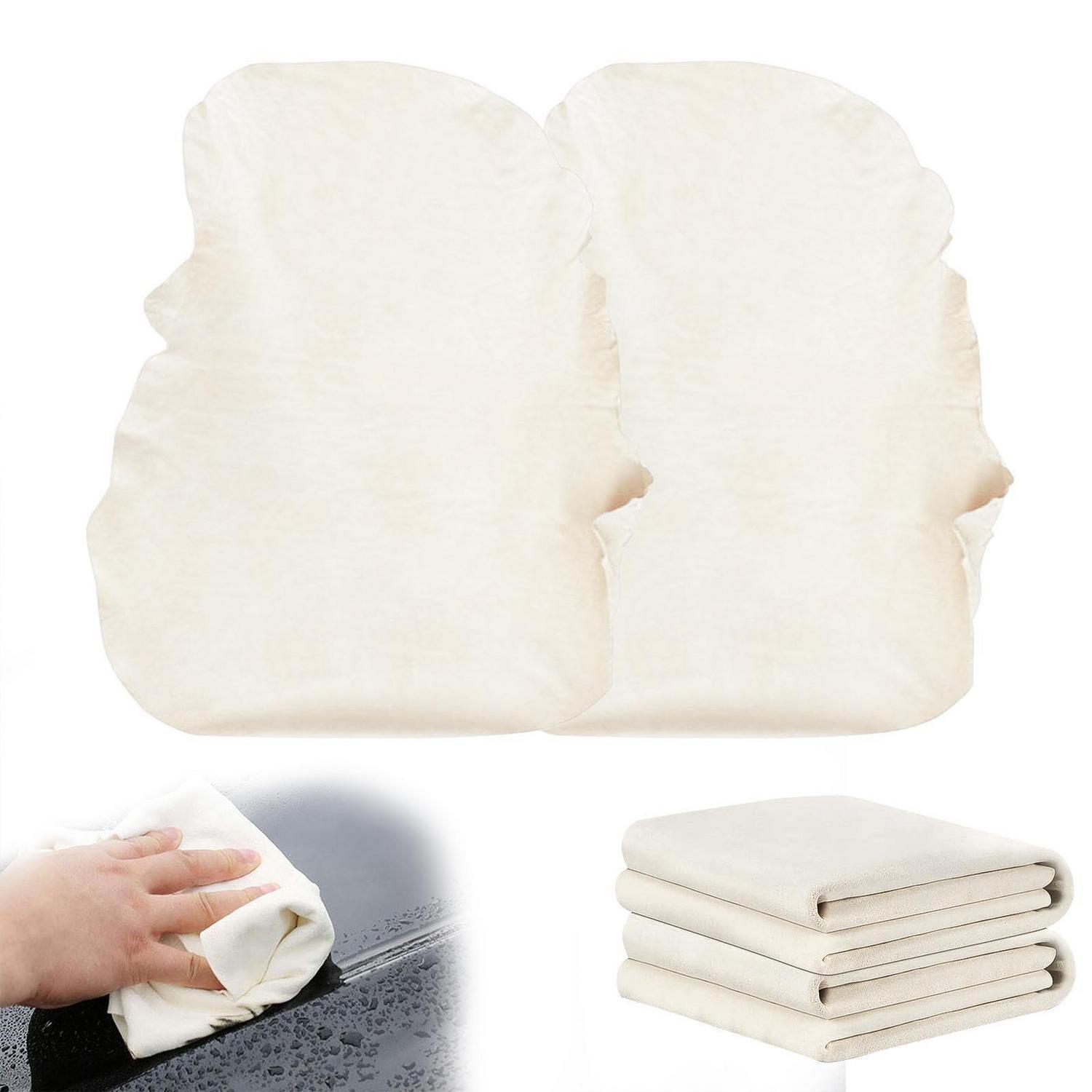 2er Set Auto Ledertücher 40x60cm, Natürliches Fensterleder, Super Saugfähig