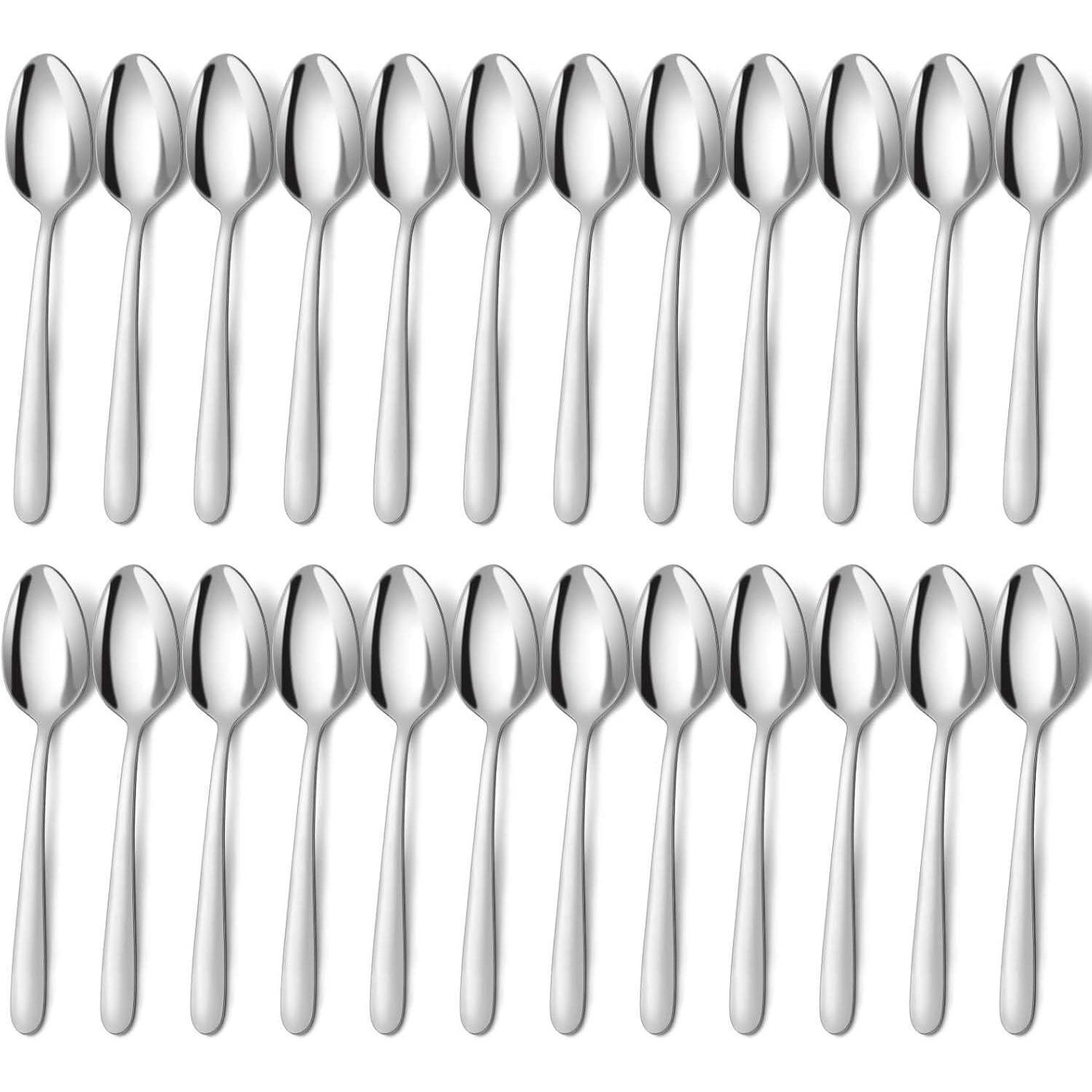 24er Set Suppenlöffel Edelstahl 20,4cm, Spülmaschinenfest, Silber, Spiegelpoliert
