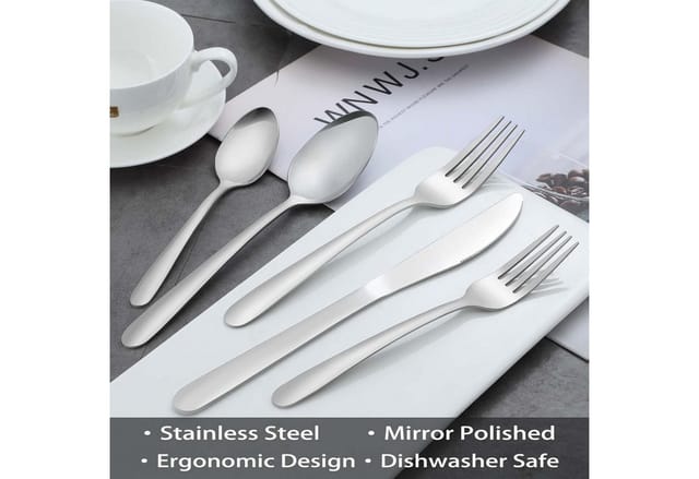 24er Set Suppenlöffel Edelstahl 20,4cm, Spülmaschinenfest, Silber, Spiegelpoliert