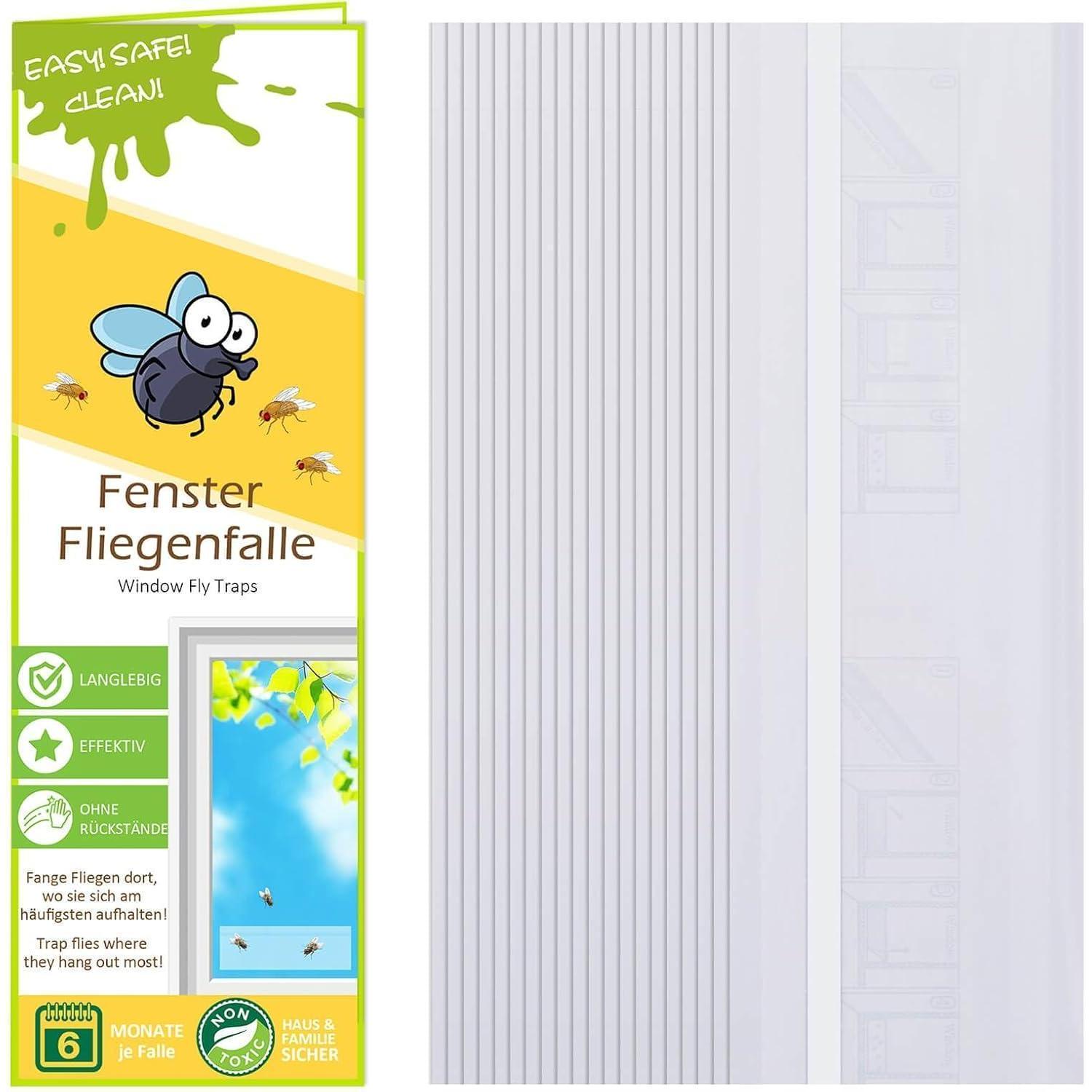 Fenster Fliegenfalle 20 Stück, Giftfrei, Geruchlos, Für Alle Innenräume