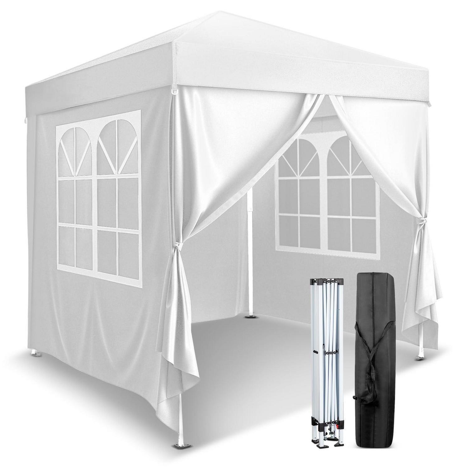 Faltpavillon 2x2m Grau, Wasserdicht, Höhenverstellbar, Mit 4 Seitenteilen