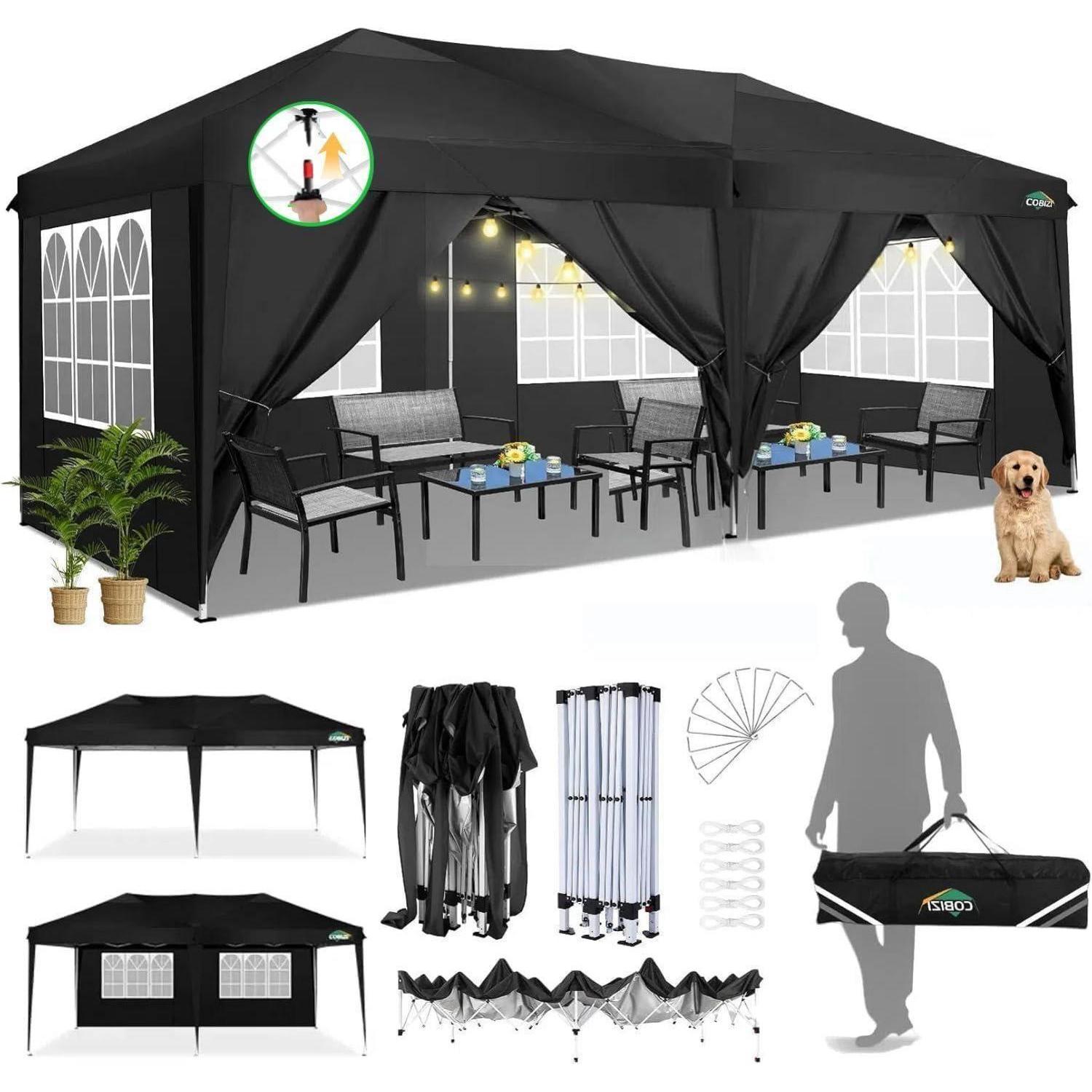 Faltpavillon 3x6m Wasserdicht Mit 6 Seitenwänden, Uv-schutz, Stabil