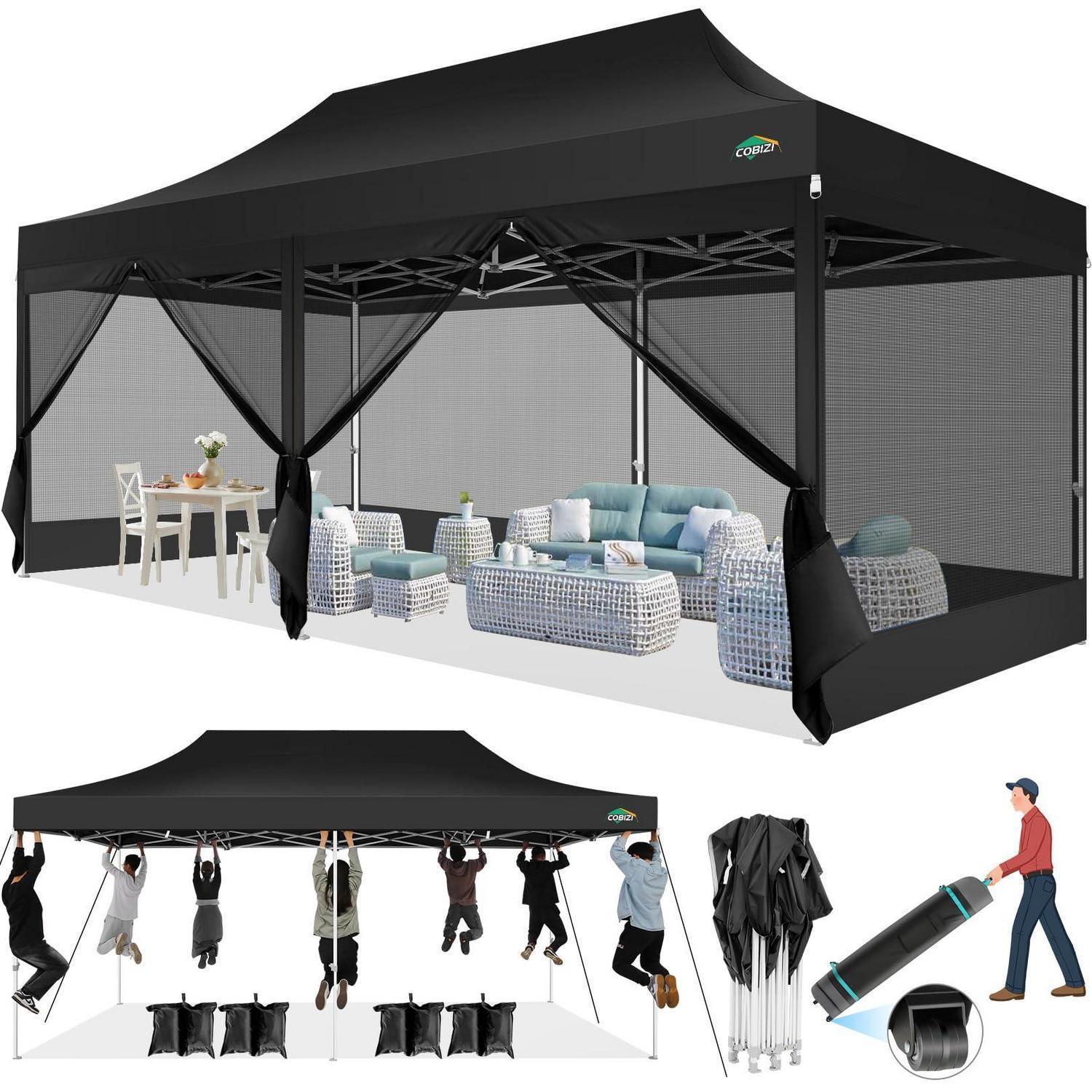 Faltpavillon 3x6m Mit 6 Netzseitenwänden, Wasserdicht & Stabil