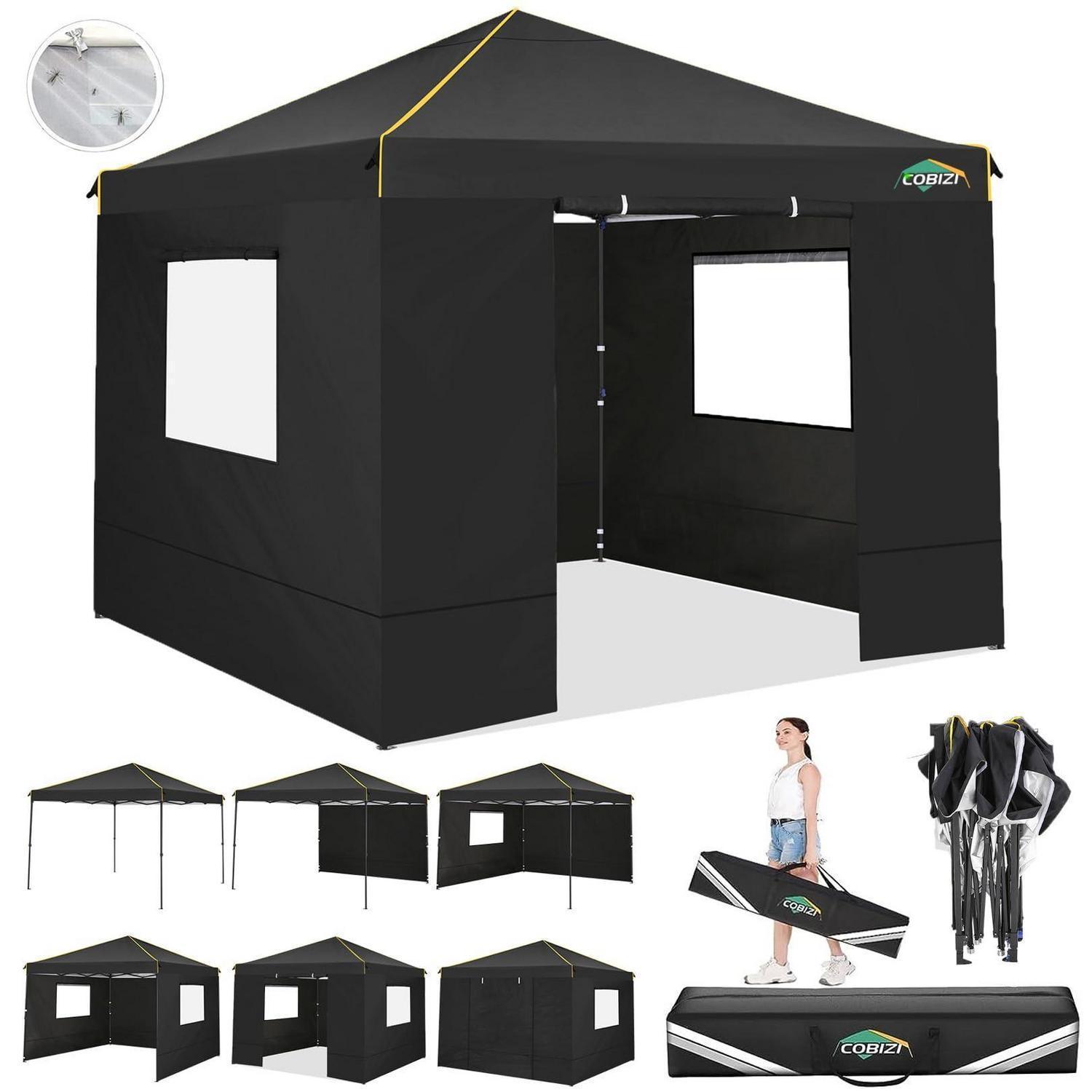Faltpavillon 3x3m Mit 4 Seitenteilen, Wasserdicht, Uv 50+, Winterfest, Stahlrahmen, Höhenverstellbar