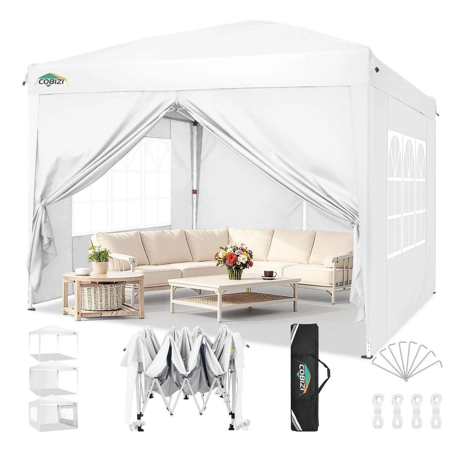 Faltpavillon 3x3m Wasserdicht Mit 4 Seitenteilen, Uv-schutz, Höhenverstellbar