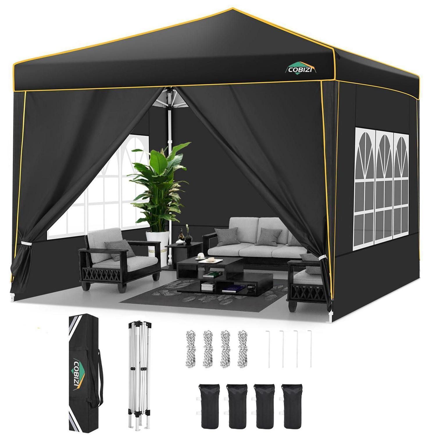 Faltpavillon 3x3m Wasserdicht Mit 4 Seitenwänden, Uv-schutz 50+, Für Garten & Events