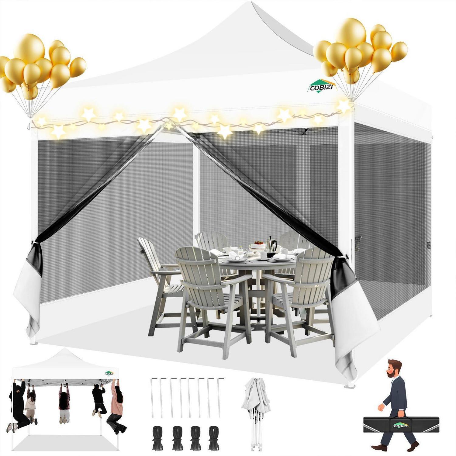 Faltpavillon 3x3m Wasserdicht Mit 4 Mesh-seitenwänden, Höhenverstellbar