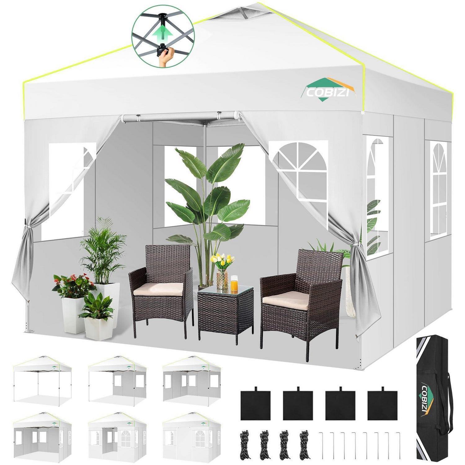 Faltpavillon 3x3m Wasserdicht, Winterfest, 4 Seitenwände, Höhenverstellbar