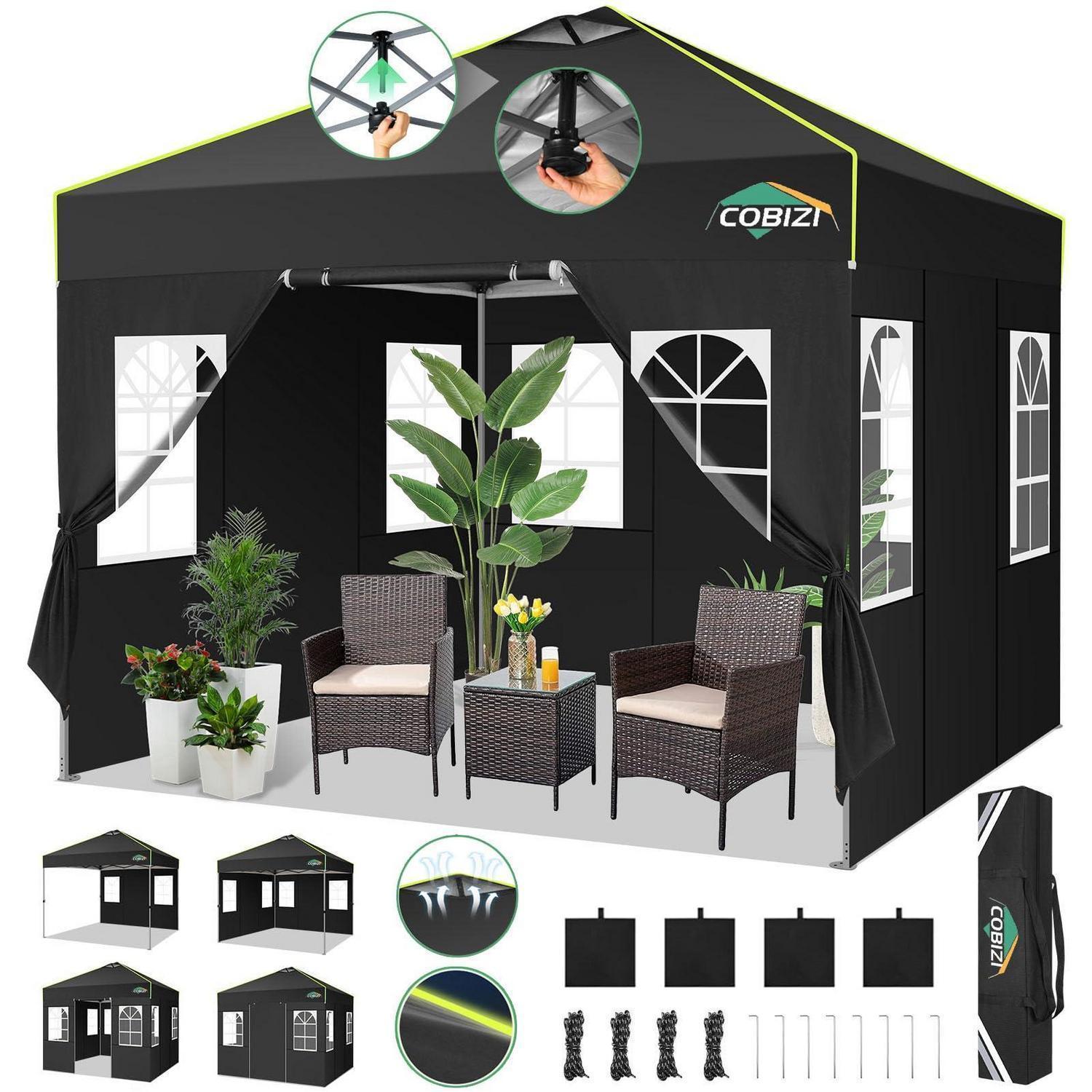 Faltpavillon 3x3m Wasserdicht, Winterfest, Mit 4 Seitenwänden, Höhenverstellbar