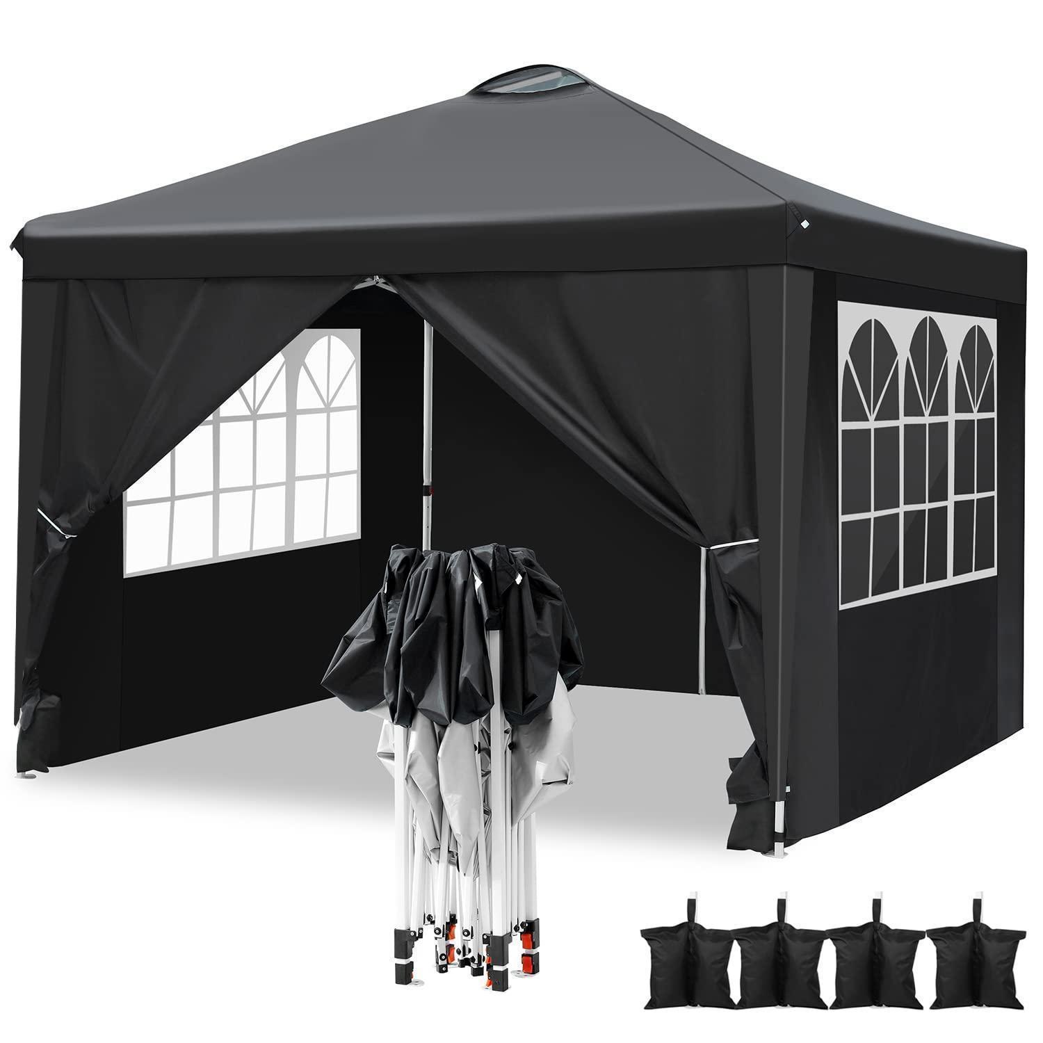 Pavillon 3x3m Schwarz Mit 4 Seitenteilen Und Belüftung