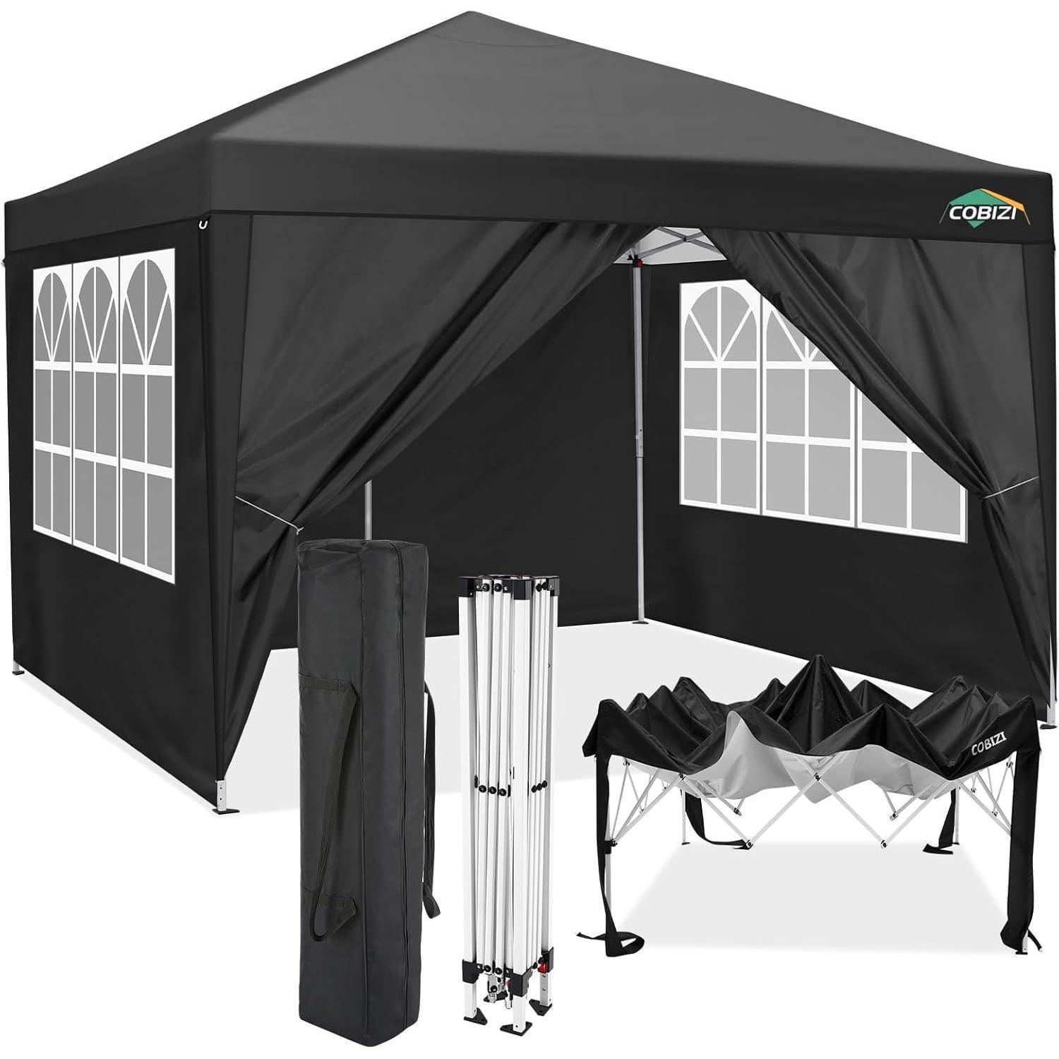 Faltpavillon 3x3m Wasserdicht Mit 4 Seitenwänden, Uv-schutz 50+, Wetterfest