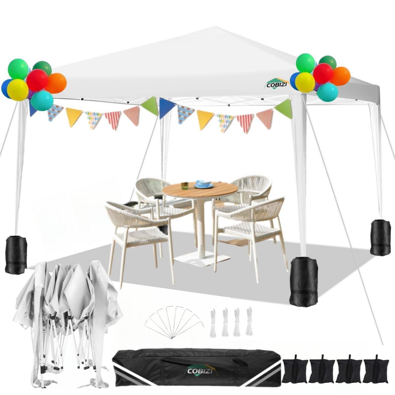 Faltpavillon 3x3m Wasserdicht Höhenverstellbar Mit Sandsäcken Weiß