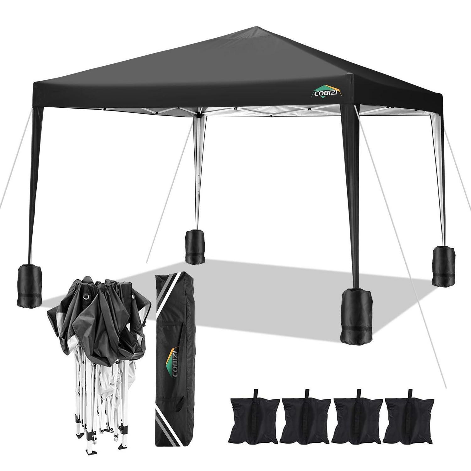 Faltpavillon 3x3m Wasserdicht Höhenverstellbar Mit Sandsäcken Schwarz