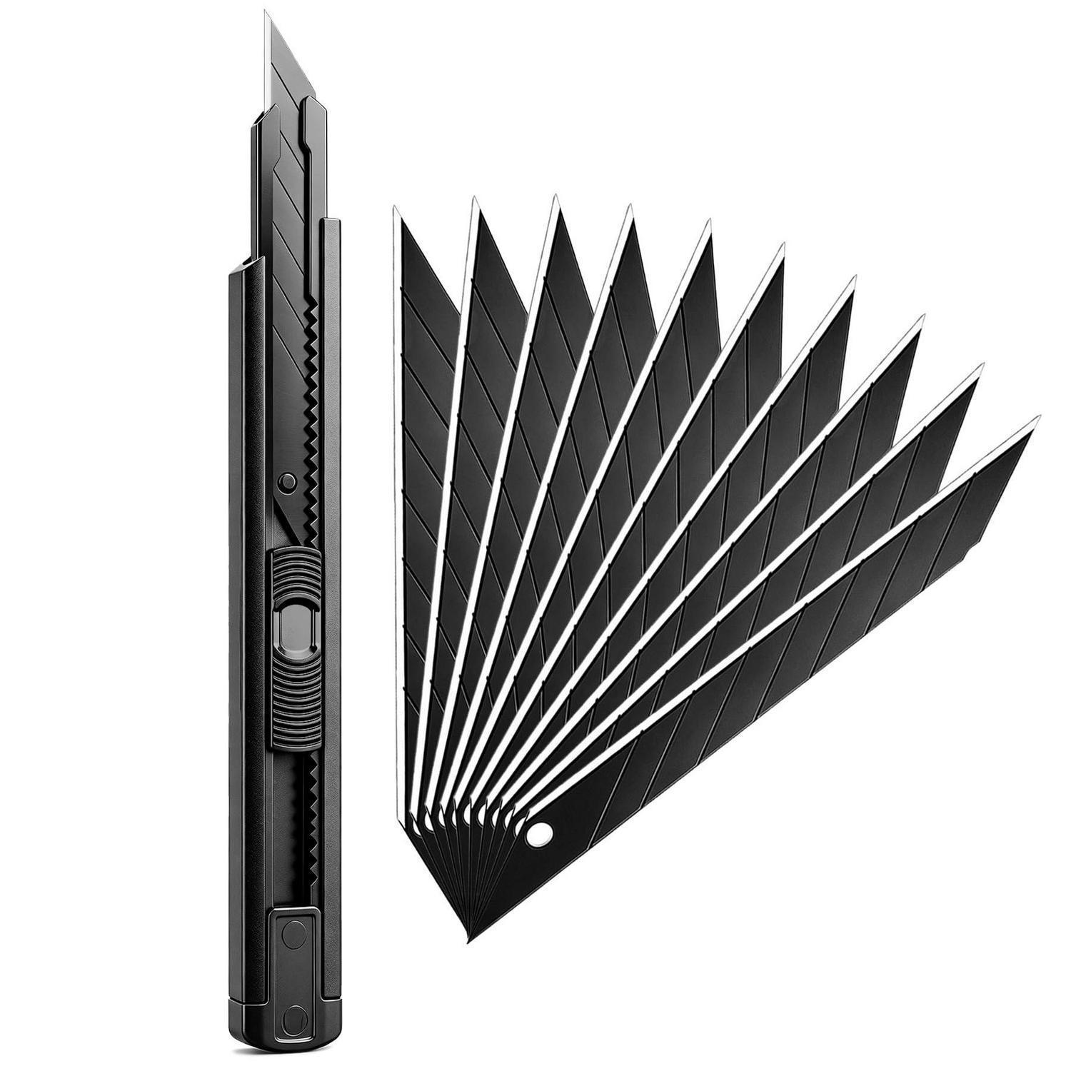 Cuttermesser Mit 10 Ersatzklingen, 9mm Abbrechklingen, Teppichmesser, Kartonmesser