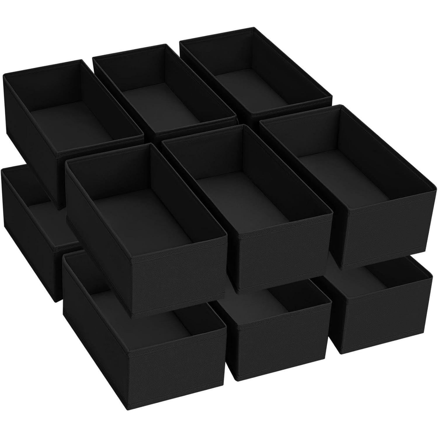 Schubladen Organizer 12 Stück Faltbar Für Kleiderschrank Unterwäsche Socken Babykleidung Schwarz