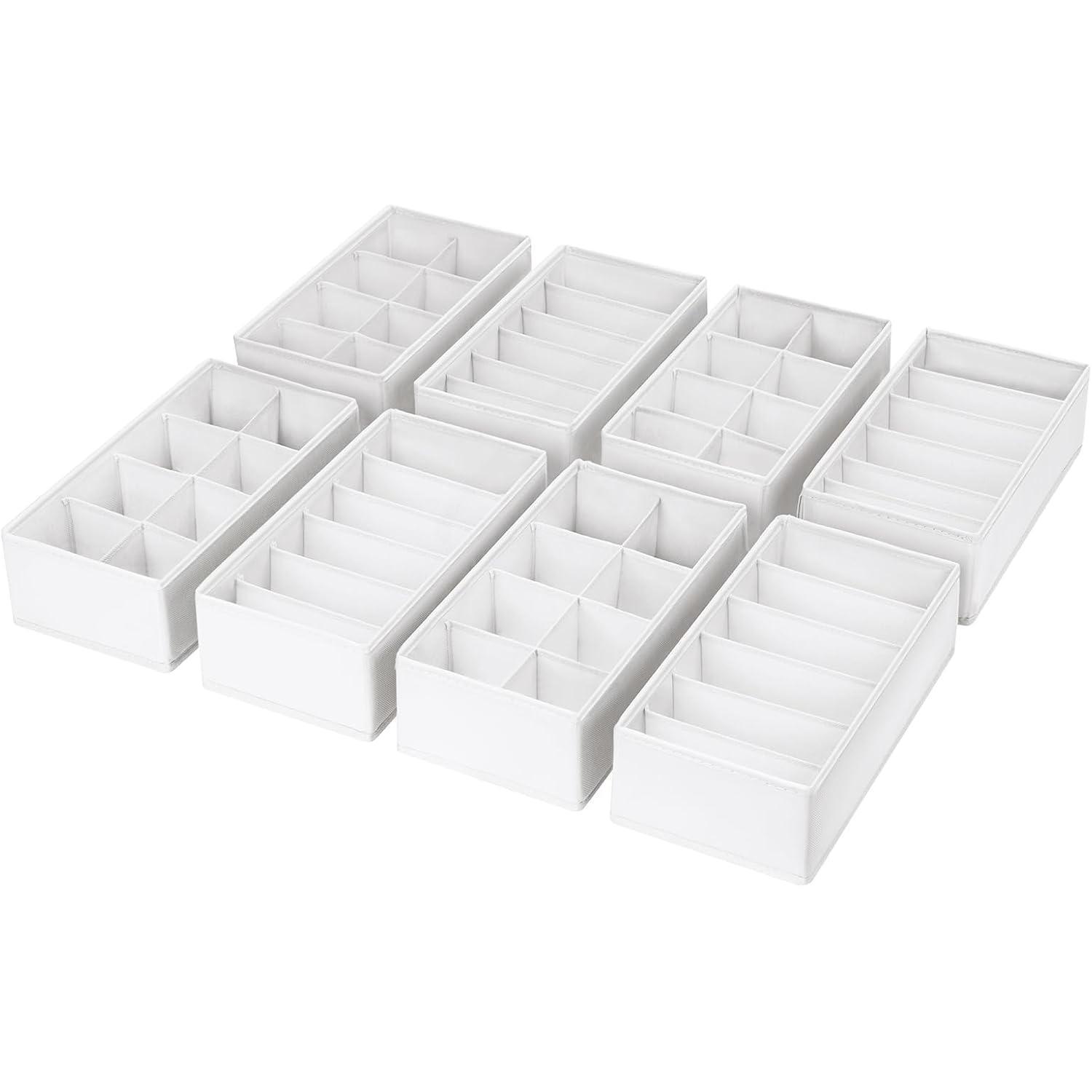 Schubladen Organizer 8er Set, 30x15x9cm, Faltbar, Weiß