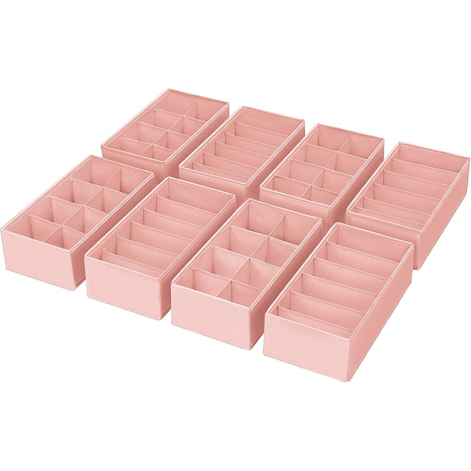 Schubladen Organizer 8er Set 30x15x9cm Faltbar Für Kleiderschrank Socken Unterwäsche Rosa