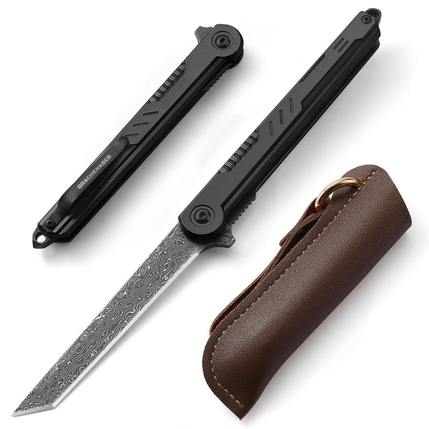 Taschenmesser Damaststahl Tanto Einhandmesser Mit Liner-lock Und Tasche